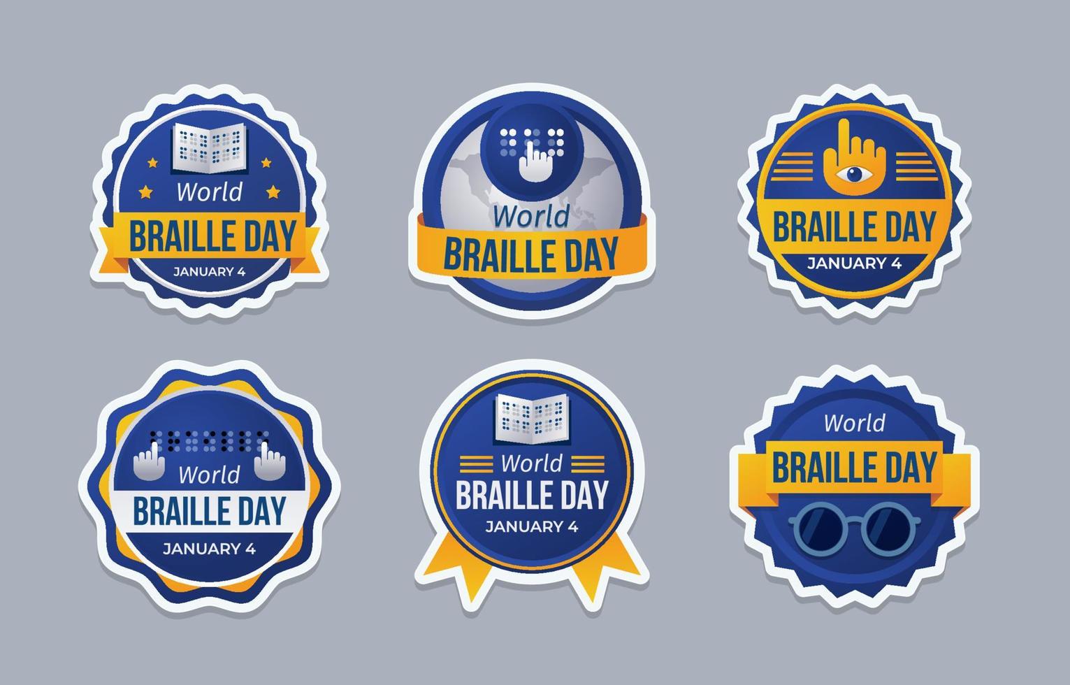 World Braile Day Badge Set vector