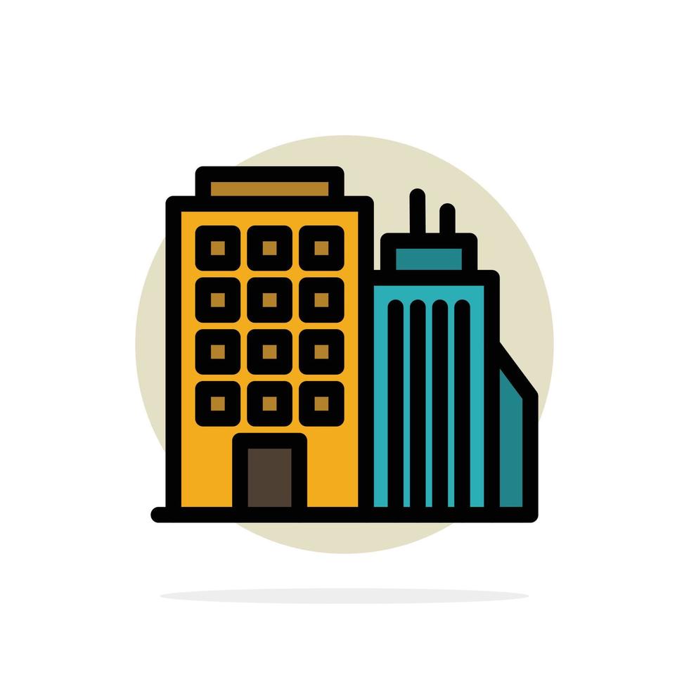 Building Office Tower Head office Abstract Circle Background Flat color Icon vector