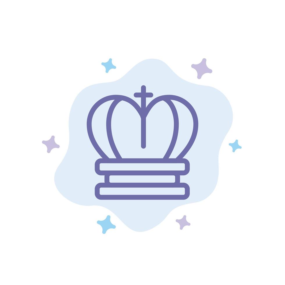 Crown King Royal Empire Blue Icon on Abstract Cloud Background vector