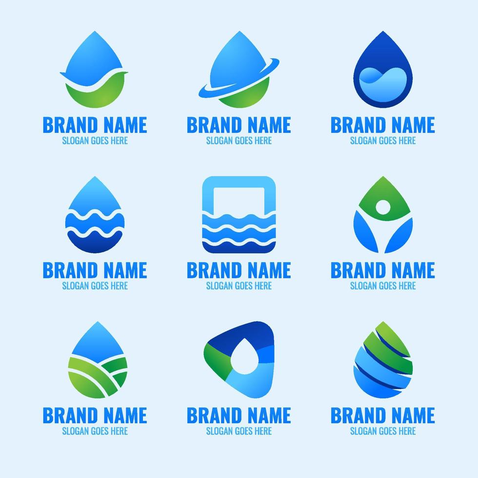 colección de conjunto de logotipos de agua vector