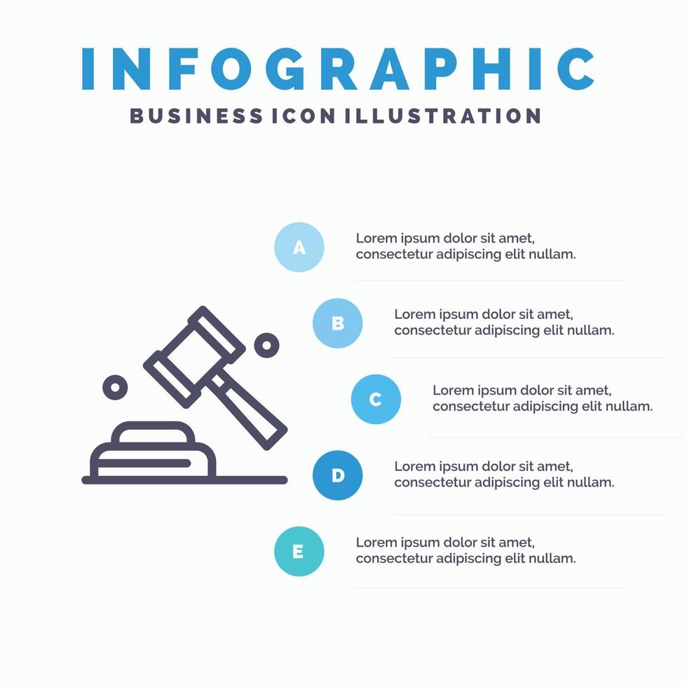 Politics Law Campaign Vote Line icon with 5 steps presentation infographics Background vector