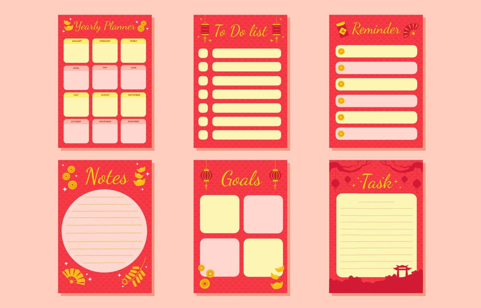 Chinese New Year Journal Set vector