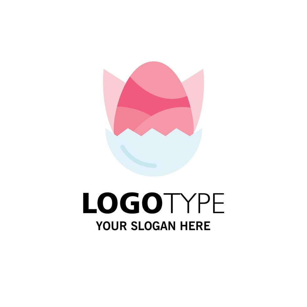 Egg Chicken Easter Baby Happy Business Logo Template Flat Color vector