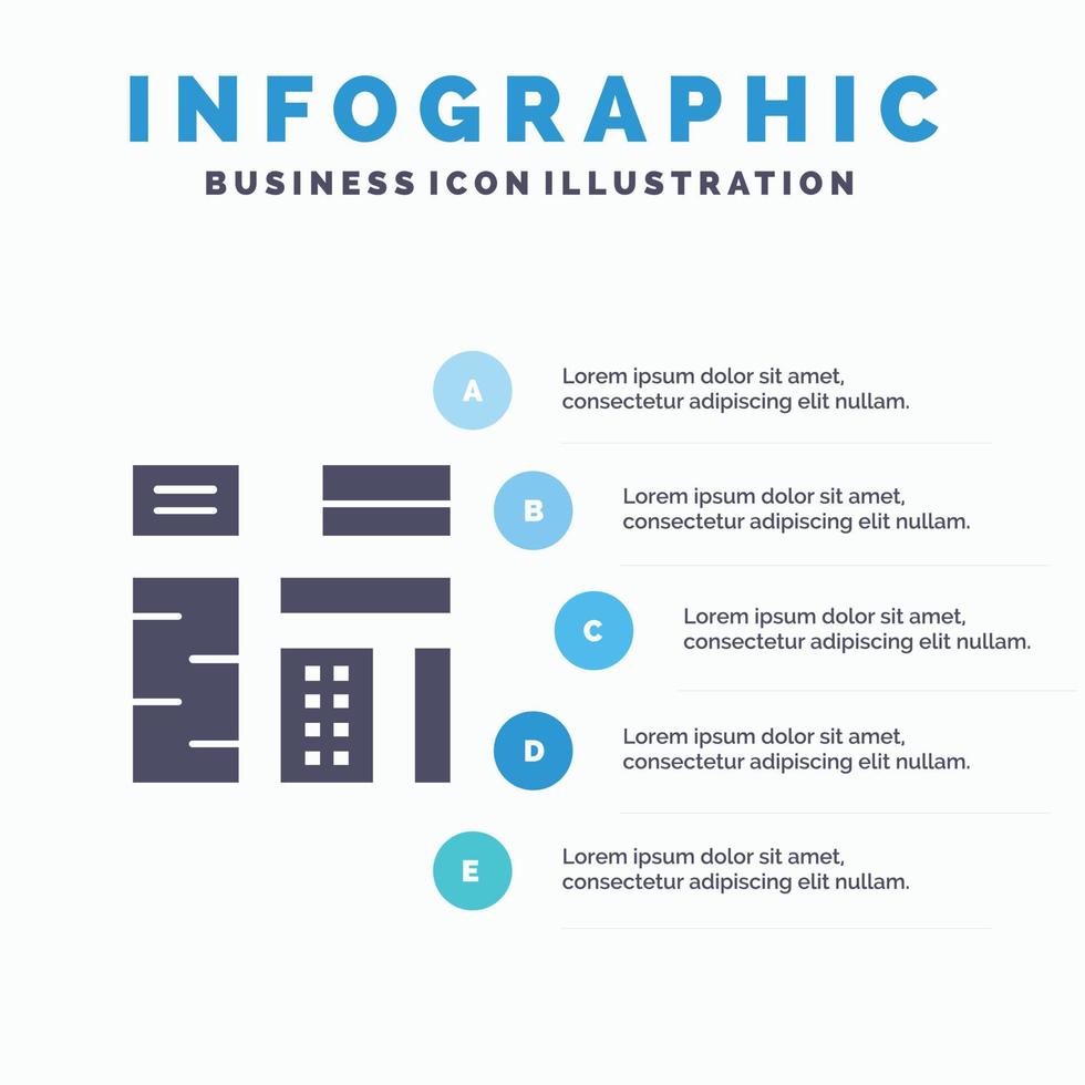 Advertising Content Feature Native Premium Solid Icon Infographics 5 Steps Presentation Background vector