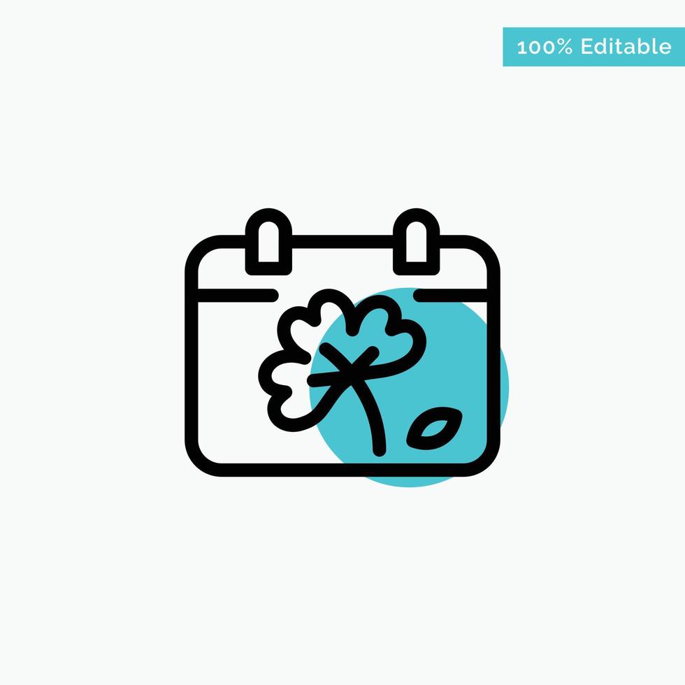 Calendar Flower Day Spring turquoise highlight circle point Vector icon