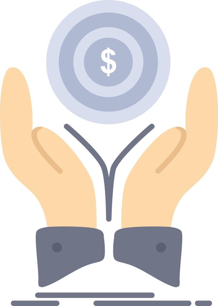 coin hand stack dollar income Flat Color Icon Vector