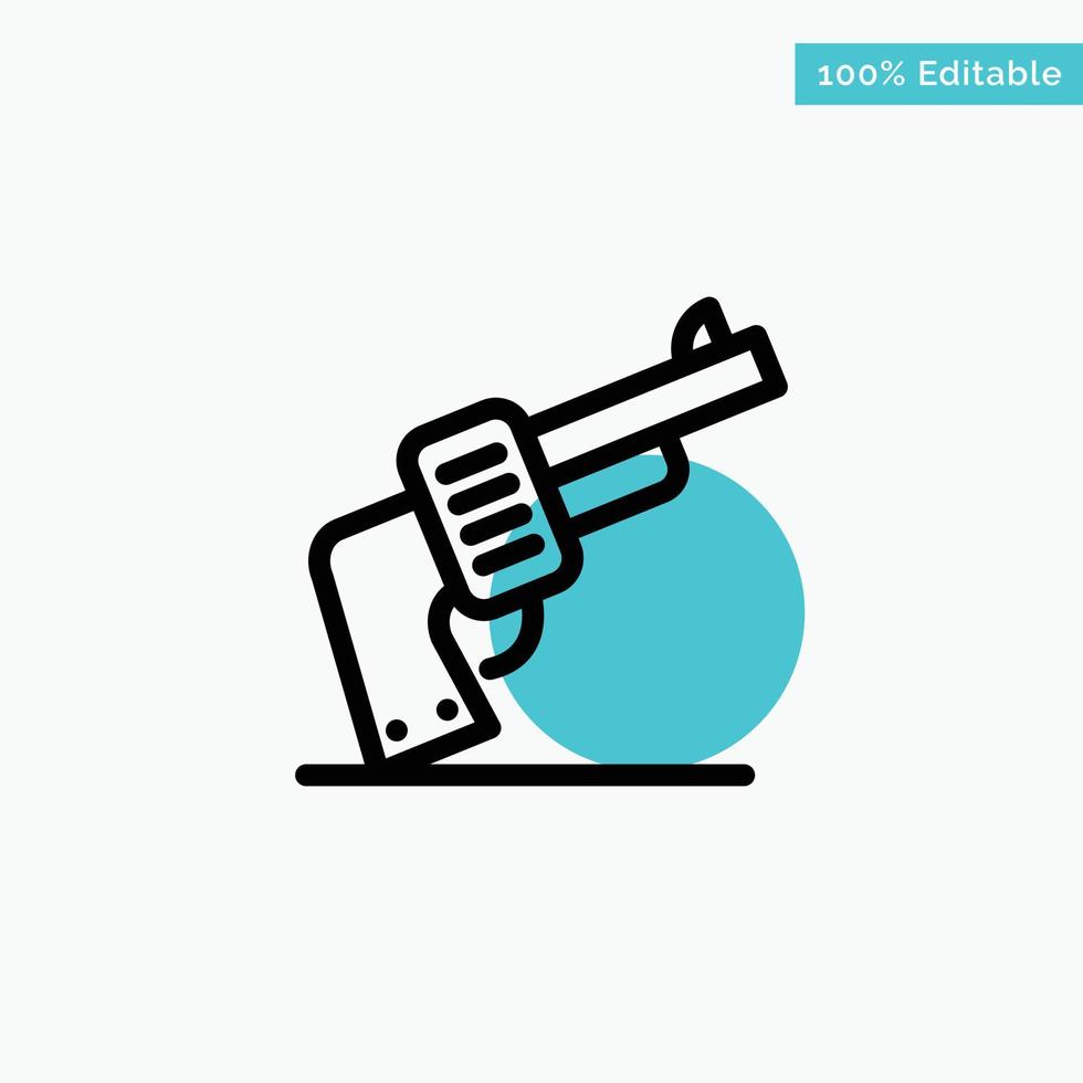 Gun Hand Weapon American turquoise highlight circle point Vector icon