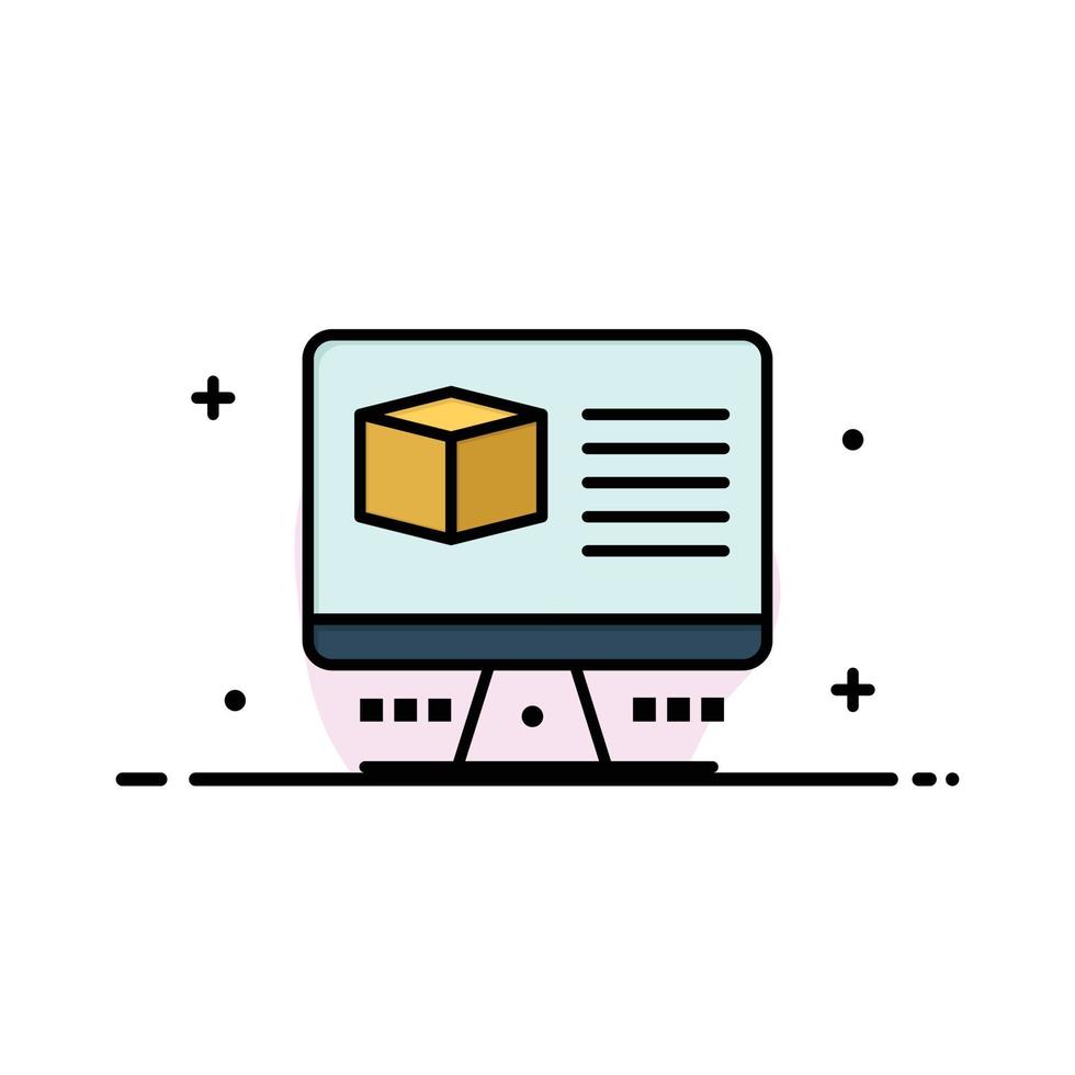 Computer Box Internet Monitor  Business Flat Line Filled Icon Vector Banner Template