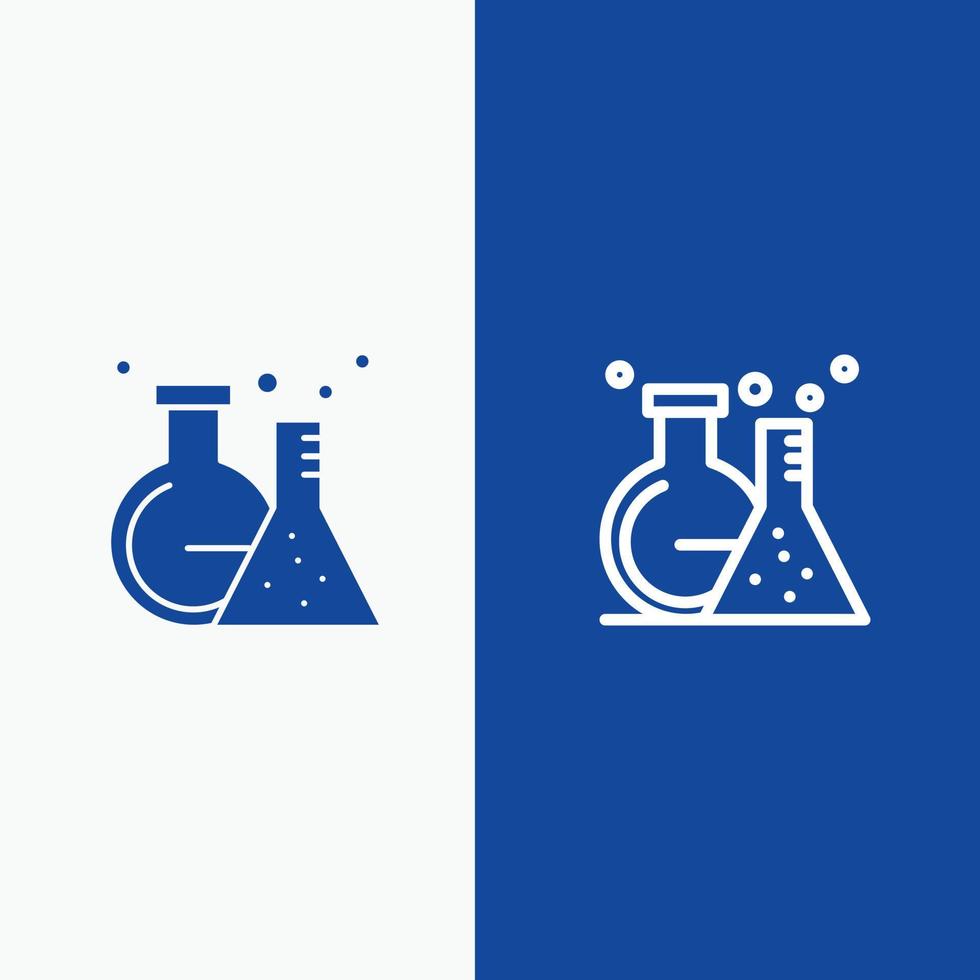 Flask Lab Tube Test Line and Glyph Solid icon Blue banner Line and Glyph Solid icon Blue banner vector