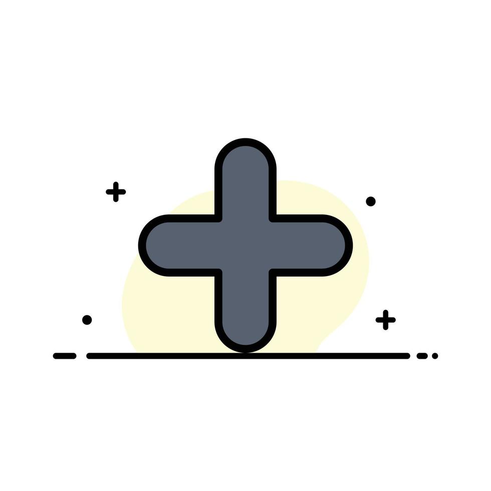 Add New Plus Sign  Business Flat Line Filled Icon Vector Banner Template