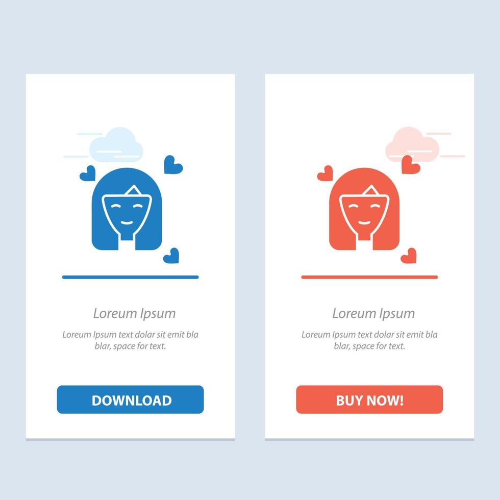 Girl Person Woman Avatar Women  Blue and Red Download and Buy Now web Widget Card Template vector