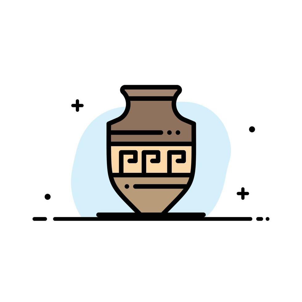 Amphora Ancient Jar Greece Jar  Business Flat Line Filled Icon Vector Banner Template