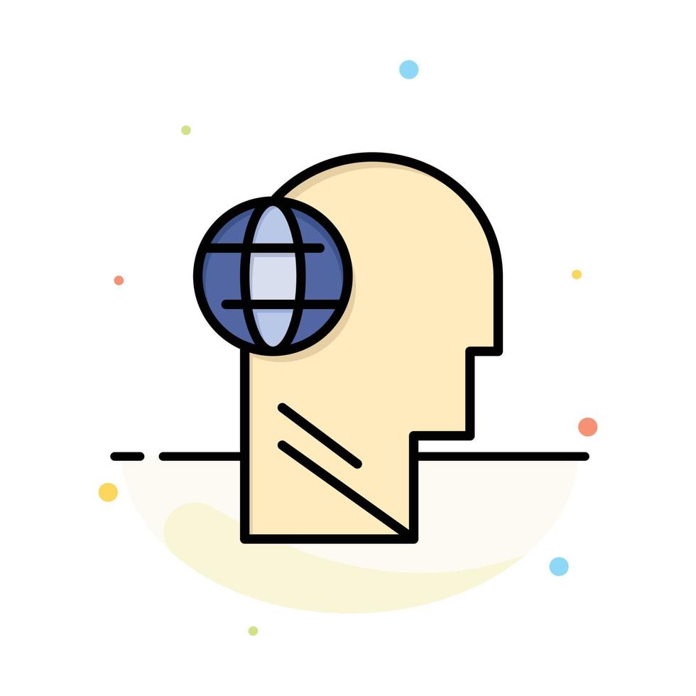 Business Globe Head Mind Think Abstract Flat Color Icon Template vector