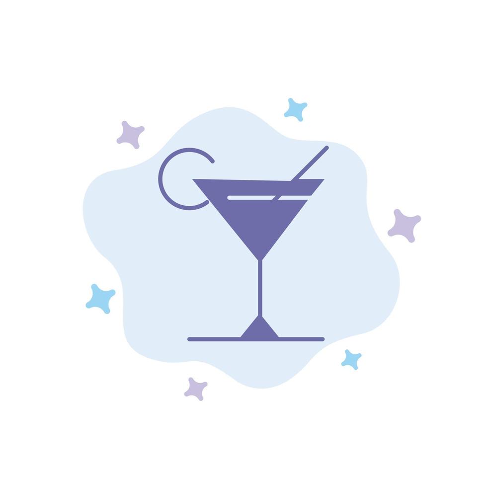 Cocktail Juice Lemon Blue Icon on Abstract Cloud Background vector