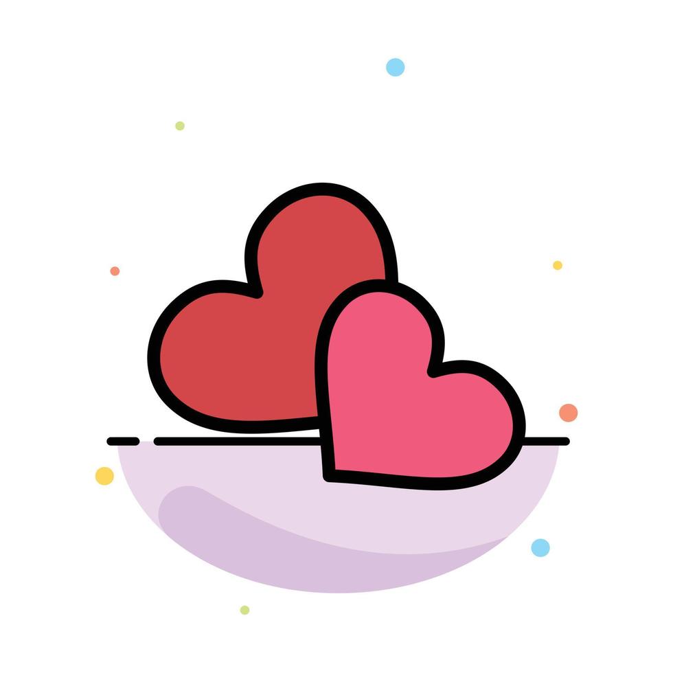 Heart Love Loves Wedding Abstract Flat Color Icon Template vector