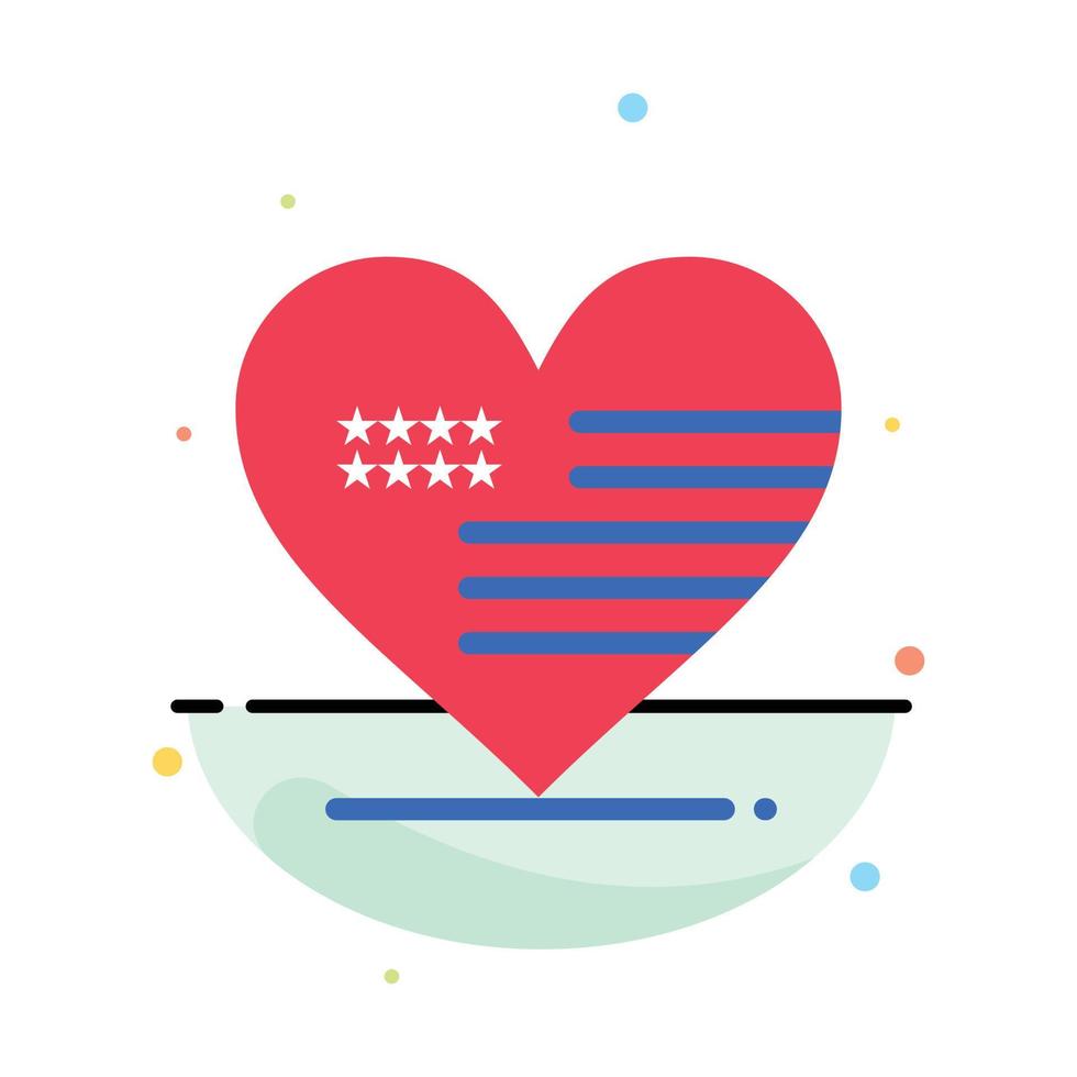 Heart Love American Flag Abstract Flat Color Icon Template vector