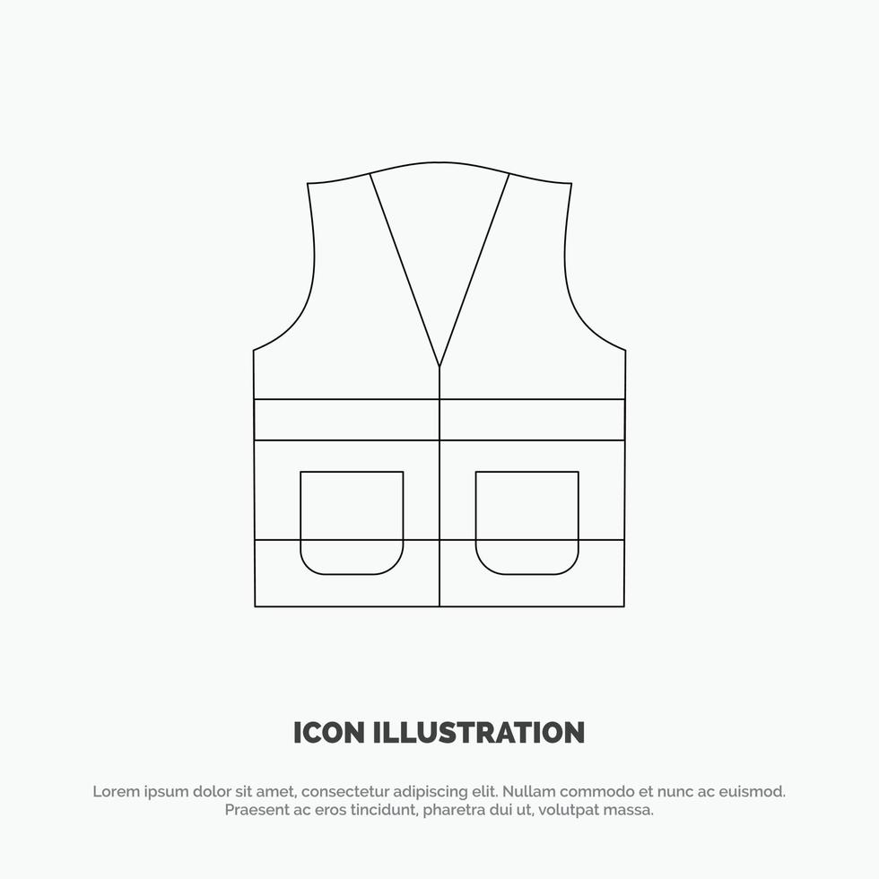 Vest Jacket Labour Construction Repair Line Icon Vector