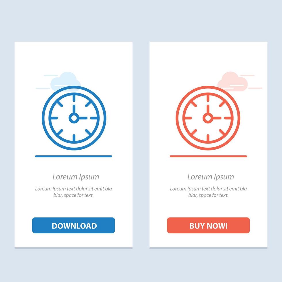 Alarm Clock Stopwatch Time  Blue and Red Download and Buy Now web Widget Card Template vector