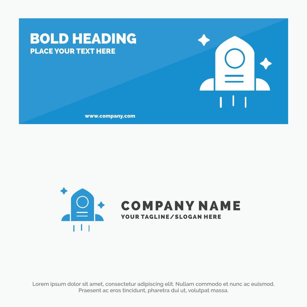 Astronomy Rocket Space SOlid Icon Website Banner and Business Logo Template vector