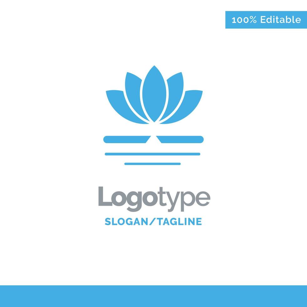 flor spa masaje chino azul sólido logotipo plantilla lugar para eslogan vector