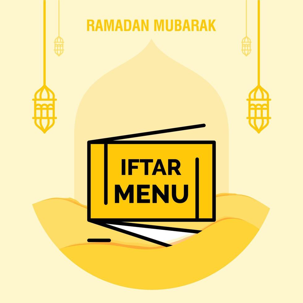 Ramadan kareem greeting template islamic crescent and arabic lantern vector illustration