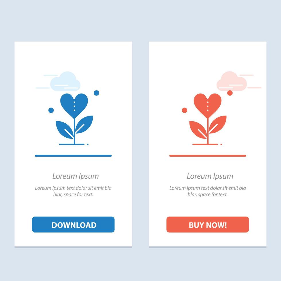 Gratitude Grow Growth Heart Love  Blue and Red Download and Buy Now web Widget Card Template vector