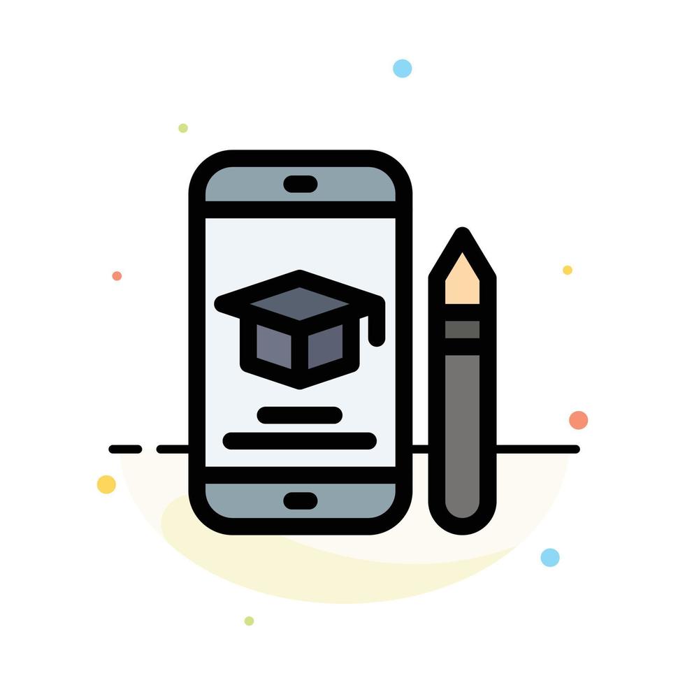 Cap Education Graduation Mobile Pencil Abstract Flat Color Icon Template vector