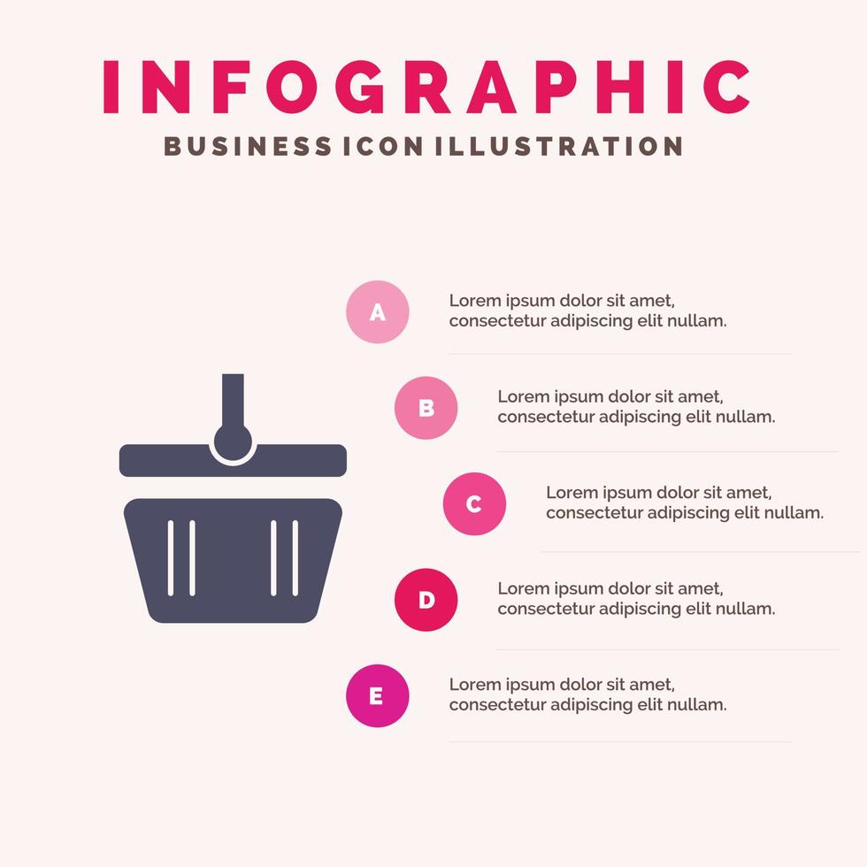 Basket Cart Shopping Spring Solid Icon Infographics 5 Steps Presentation Background vector