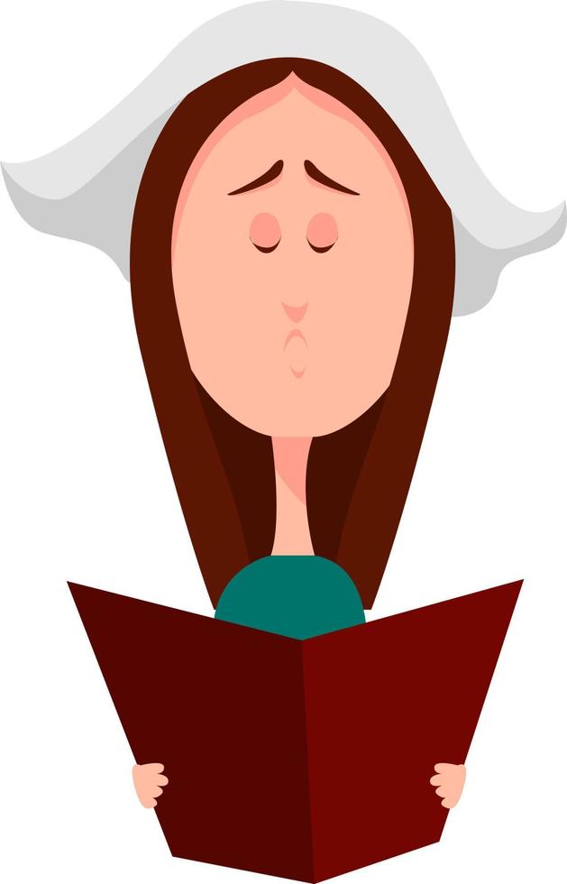 niña leyendo libro, ilustración, vector sobre fondo blanco.