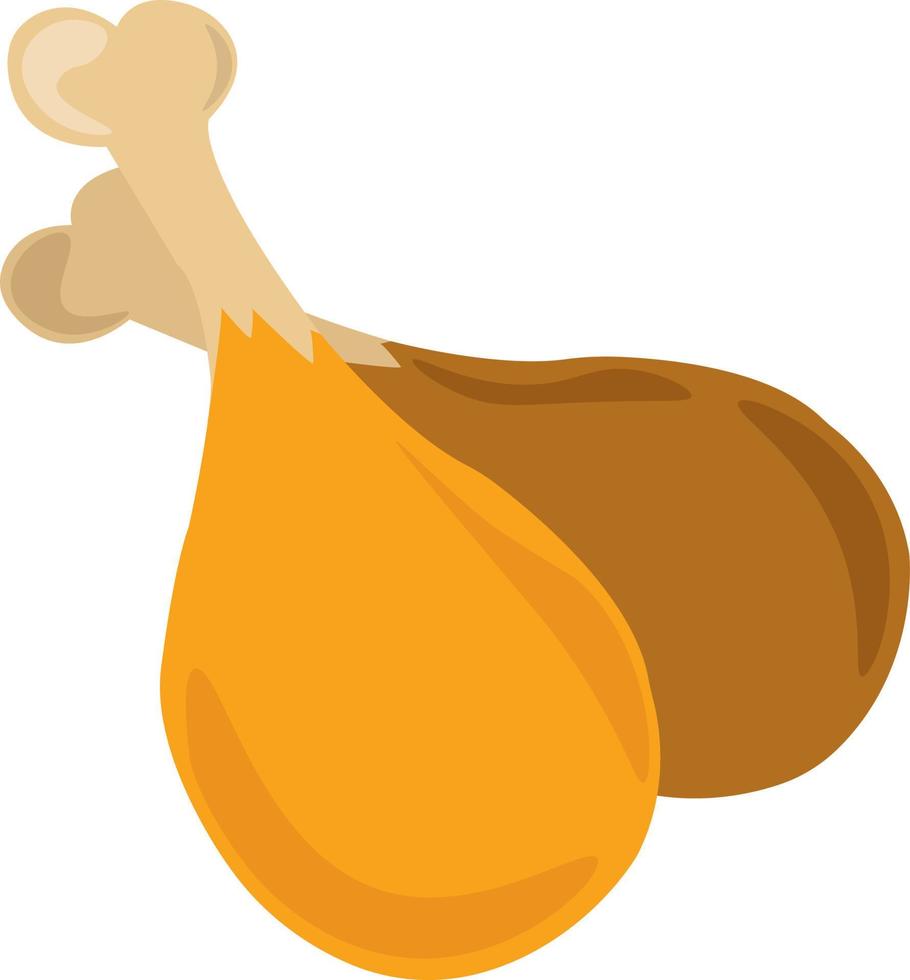 Fried chicken, illustration, vector on white background.