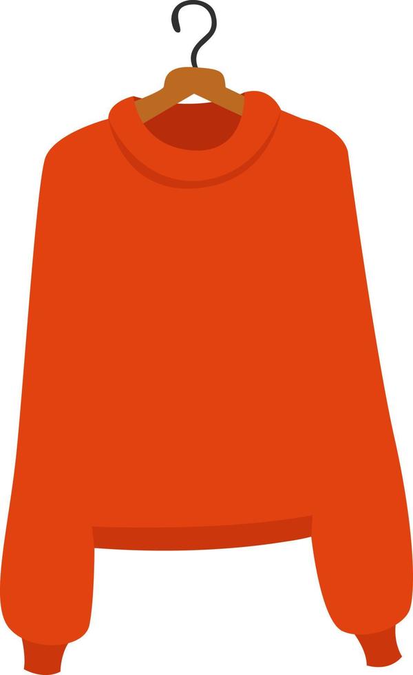 Orange sweater, illustration, vector on white background.