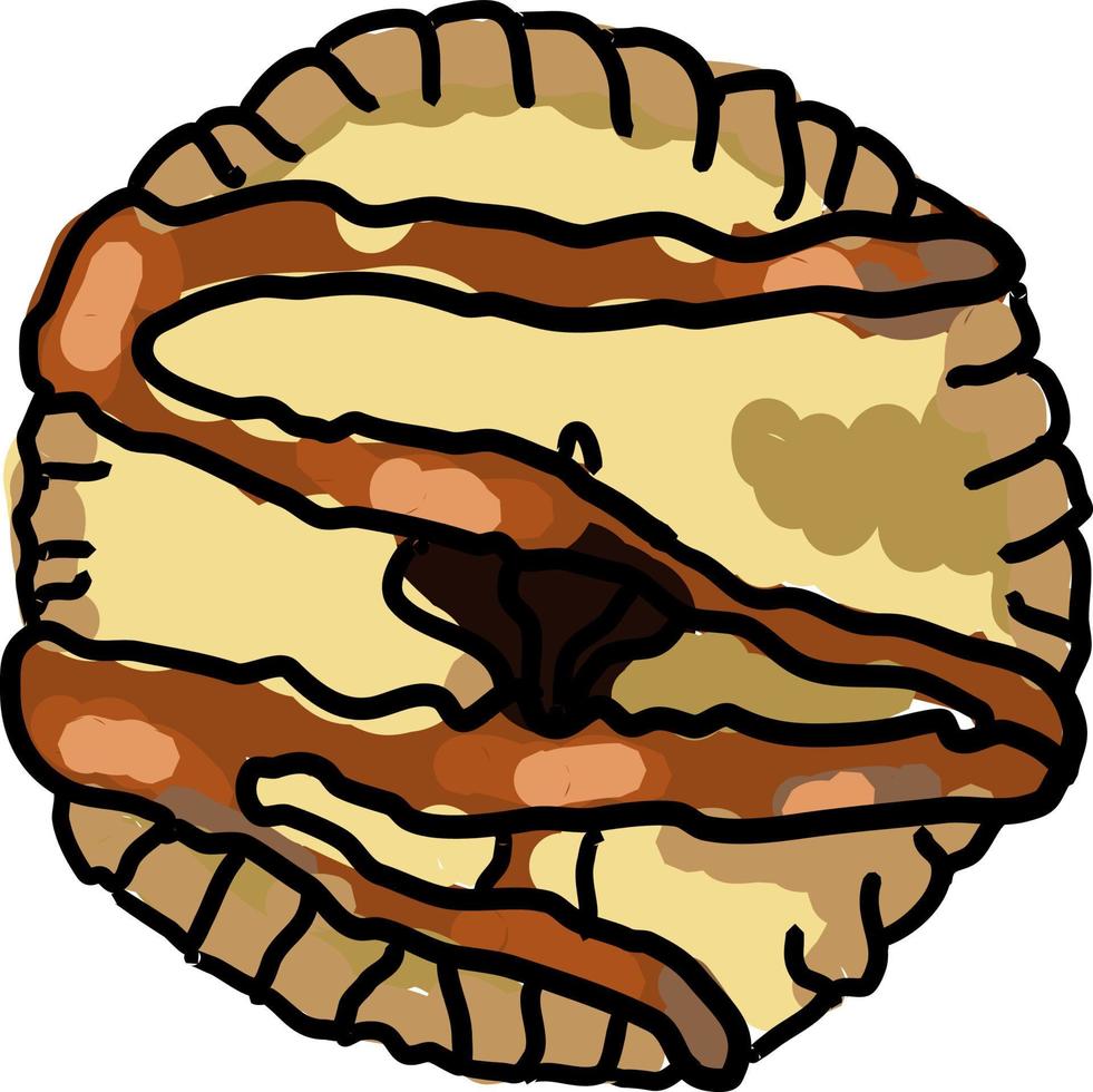 Caramel apple cookie, illustration, vector on white background.