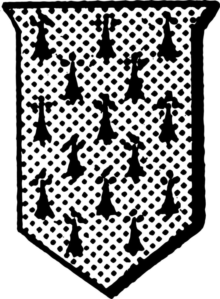 Erminois Shield Fur is a shield or escutcheon emblazoned, vintage engraving. vector