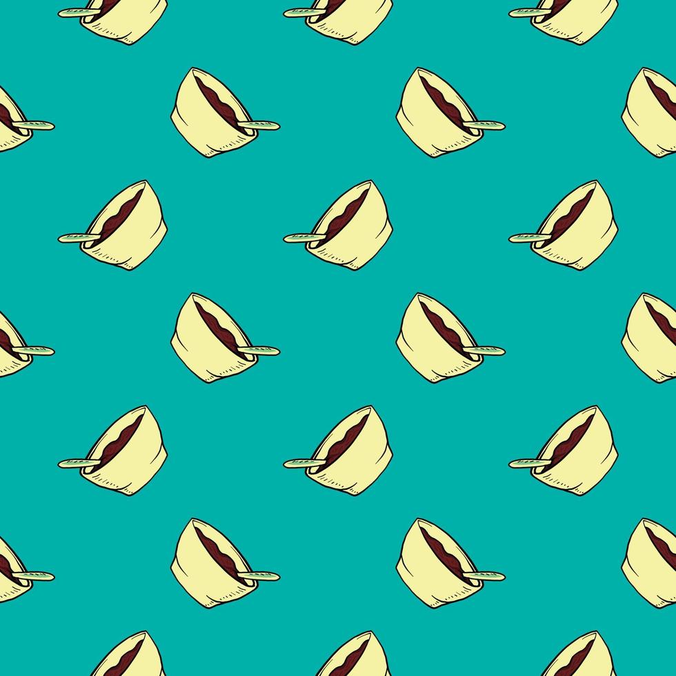 Soup bowl ,seamless pattern on green background. vector