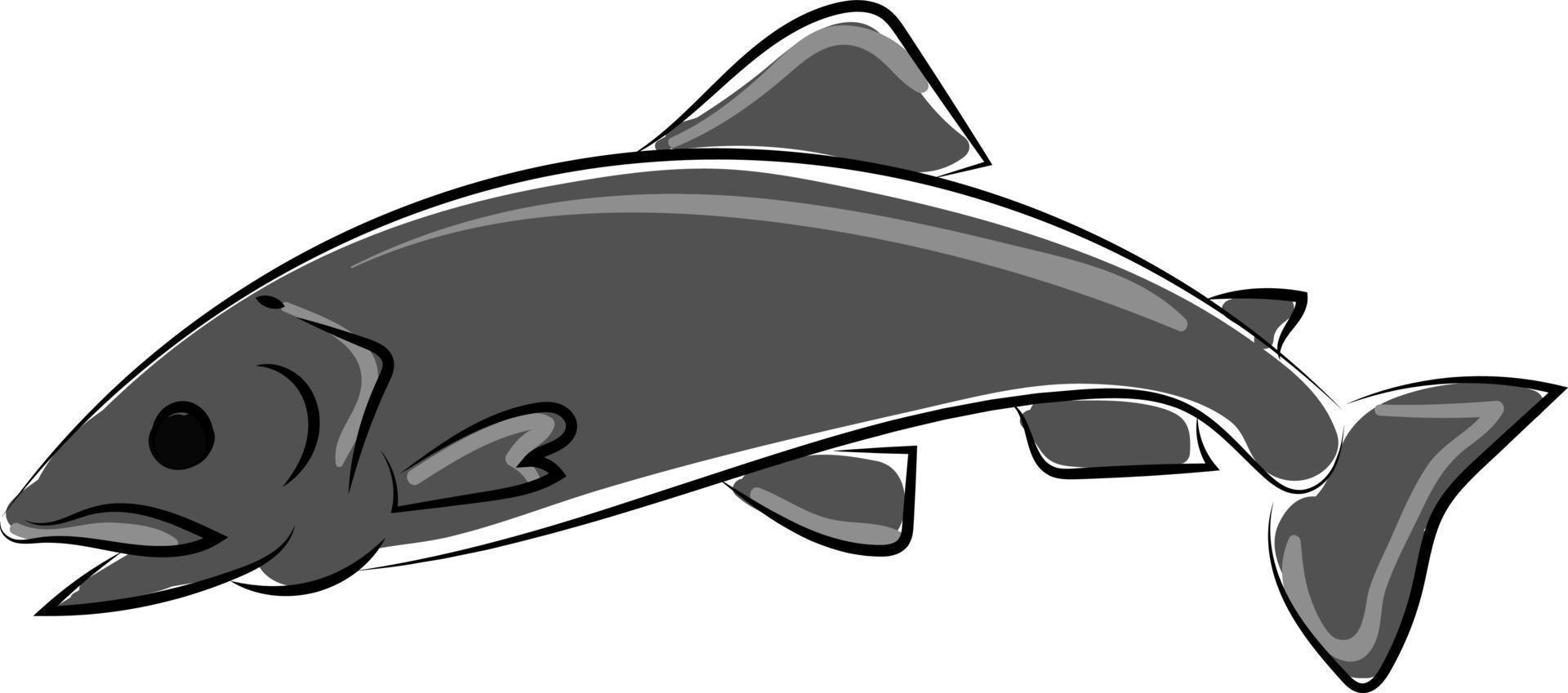 Gray fish, illustration, vector on white background.