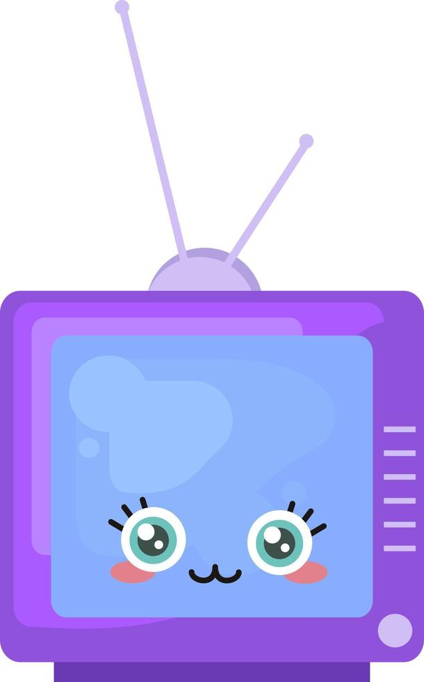 lindo púrpura tv, ilustración, vector sobre un fondo blanco.