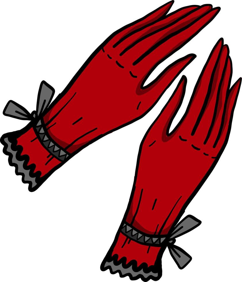 Red gloves, illustration, vector on white background