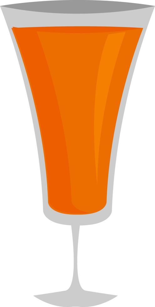 Glass with orange juice, illustration, vector on white background.