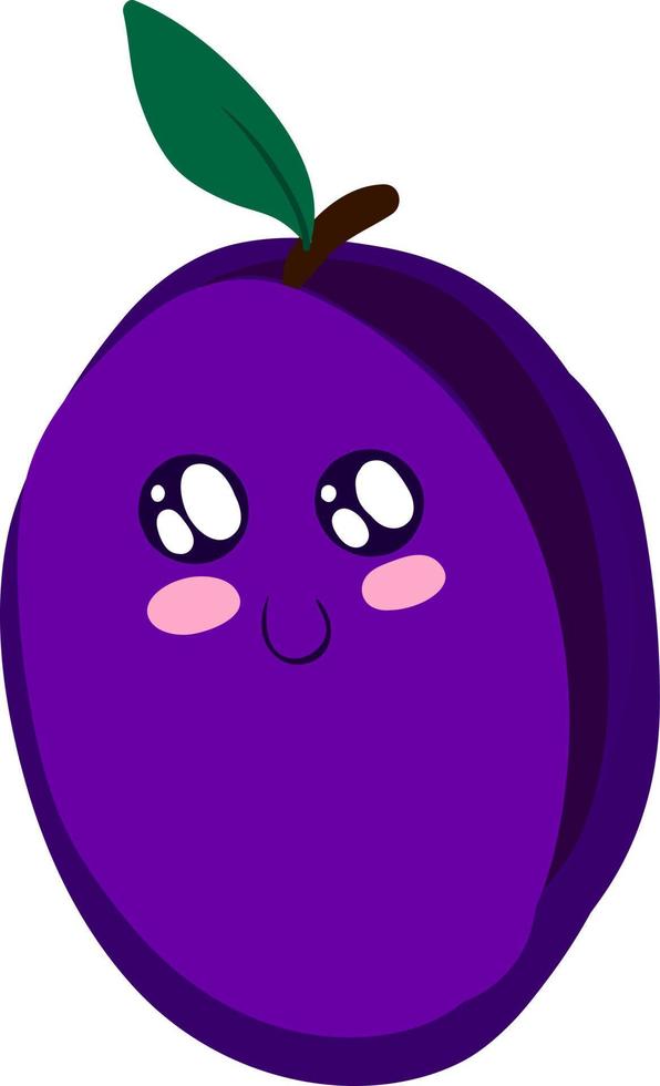 Cute plum, illustration, vector on white background.