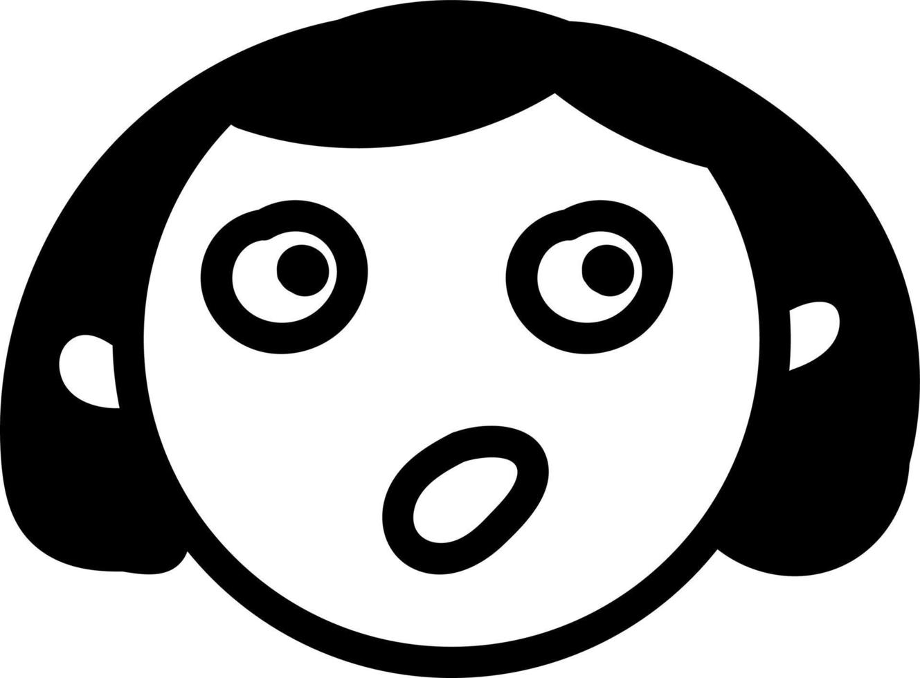 Scared girl, icon illustration, vector on white background