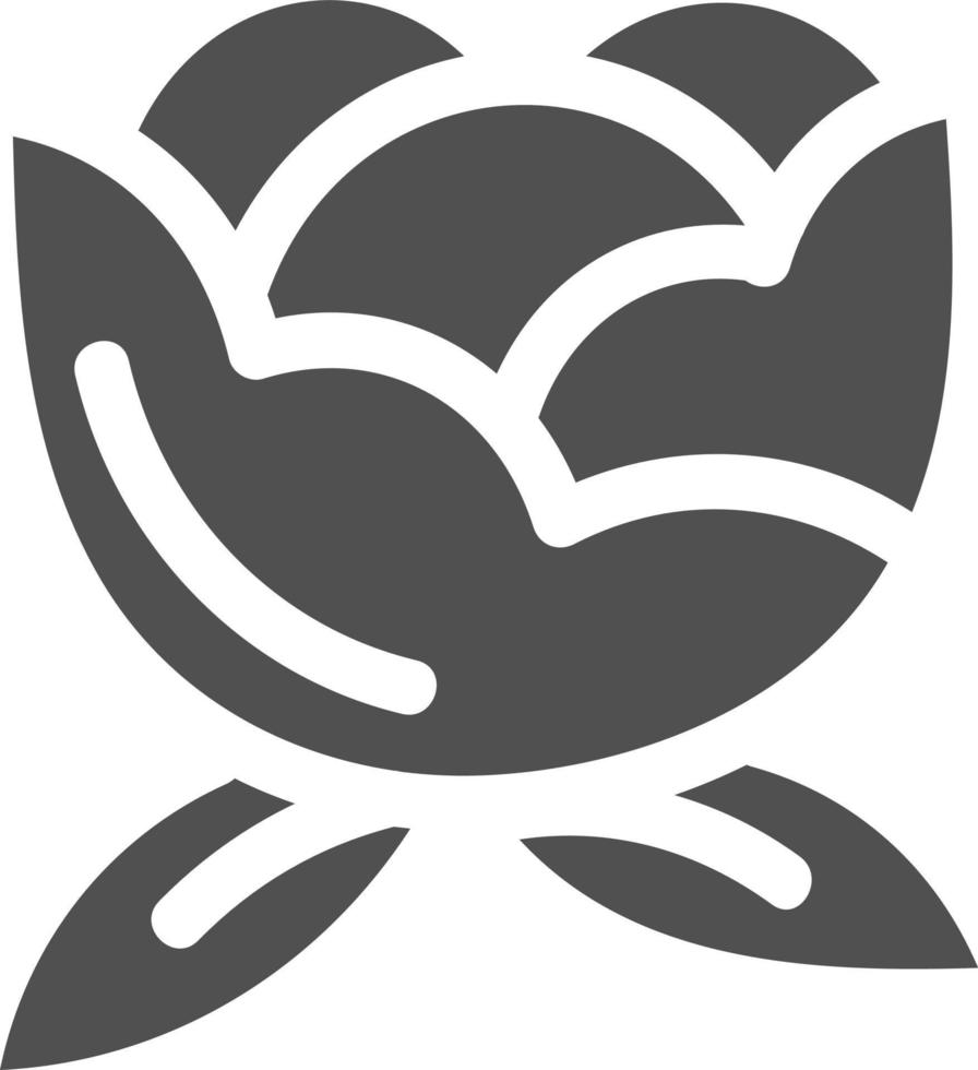 Grey flower with five petals and two leafs, illustration, vector on white background.