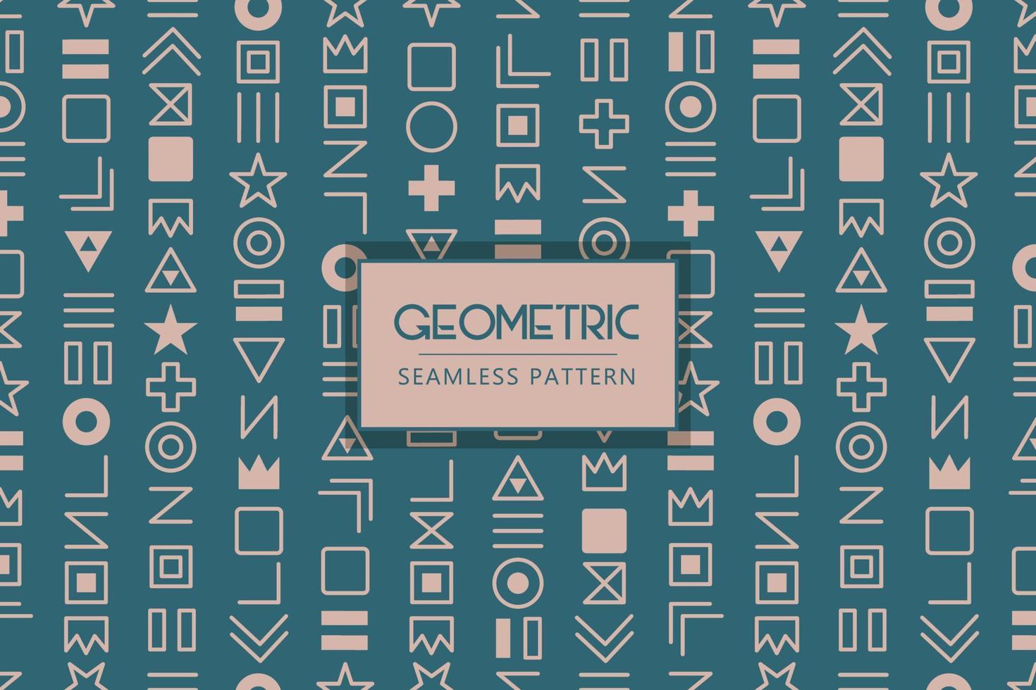 Geometric rune symbol style shapes seamless repeat vector pattern