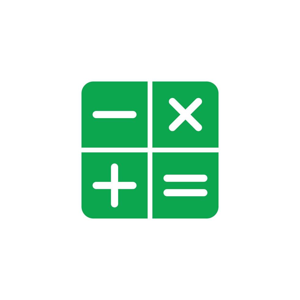 eps10 calculadora electrónica vectorial verde o icono de arte sólido matemático aislado en fondo blanco. símbolos matemáticos en un estilo moderno y sencillo para el diseño de su sitio web, logotipo y aplicación móvil vector