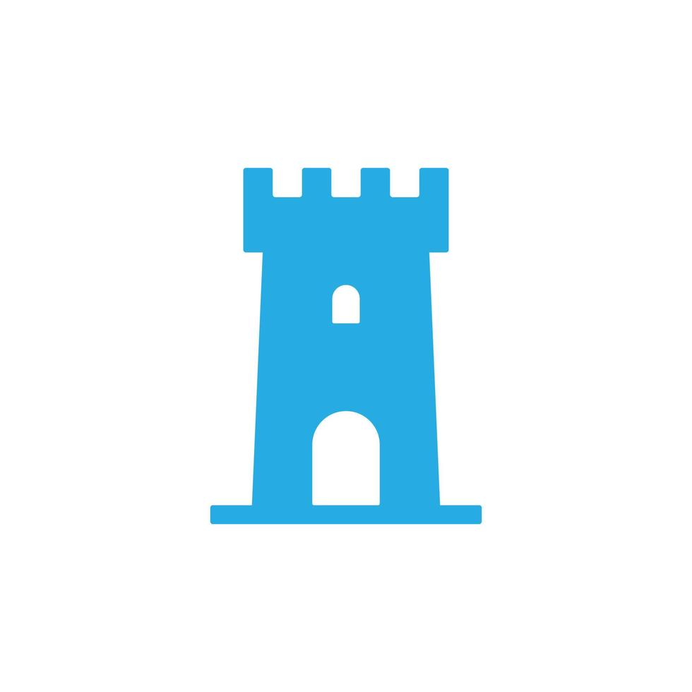 eps10 vector azul castillo torre icono de arte sólido abstracto aislado sobre fondo blanco. símbolo de construcción de castillos en un estilo moderno y plano simple para el diseño de su sitio web, logotipo y aplicación móvil