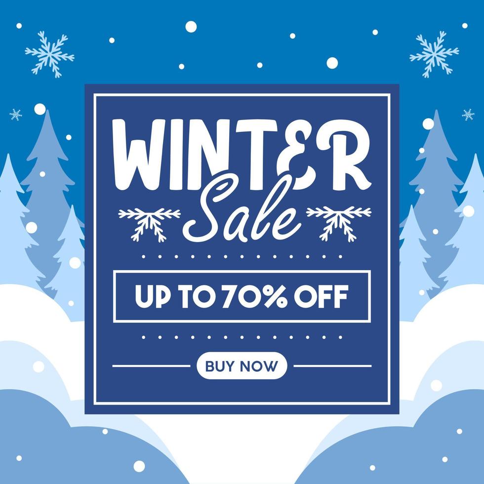 Winter Sale Promotion Banner, Winter Special Offers Square Banner, Social Media Post Advertising, Winter Background Vector