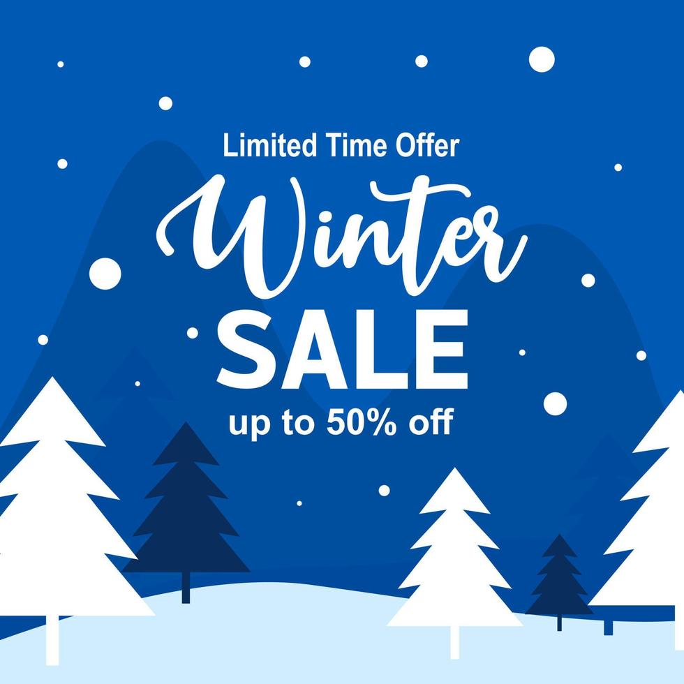 Winter Sale Promotion Banner, Winter Special Offers Square Banner, Social Media Post Advertising, Winter Background Vector