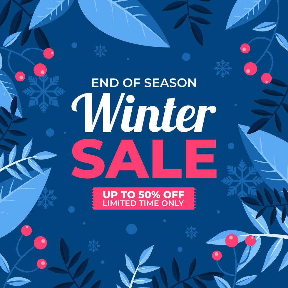 Winter Sale Promotion Banner, Winter Special Offers Square Banner, Social Media Post Advertising, Winter Background Vector