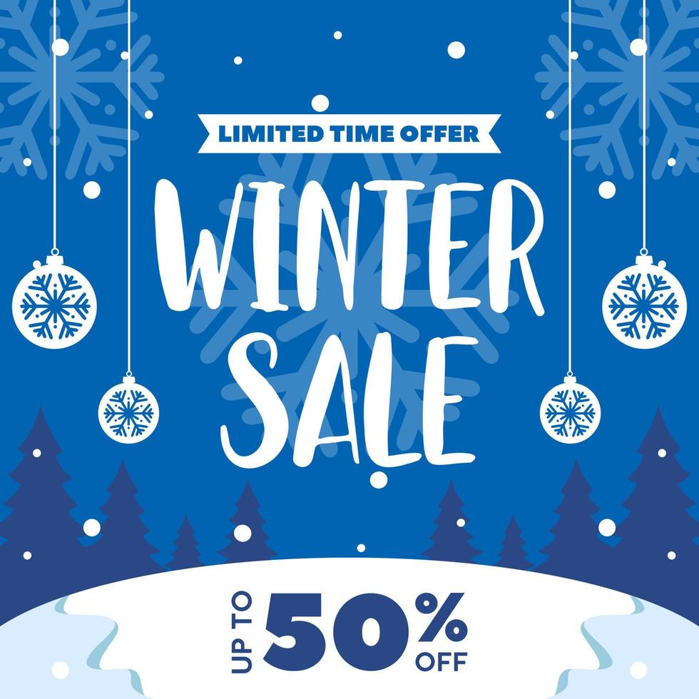 Winter Sale Promotion Banner, Winter Special Offers Square Banner, Social Media Post Advertising, Winter Background Vector