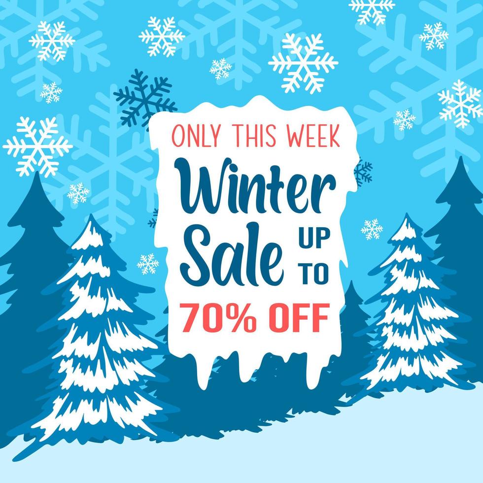 Winter Sale Promotion Banner, Winter Special Offers Square Banner, Social Media Post Advertising, Winter Background Vector