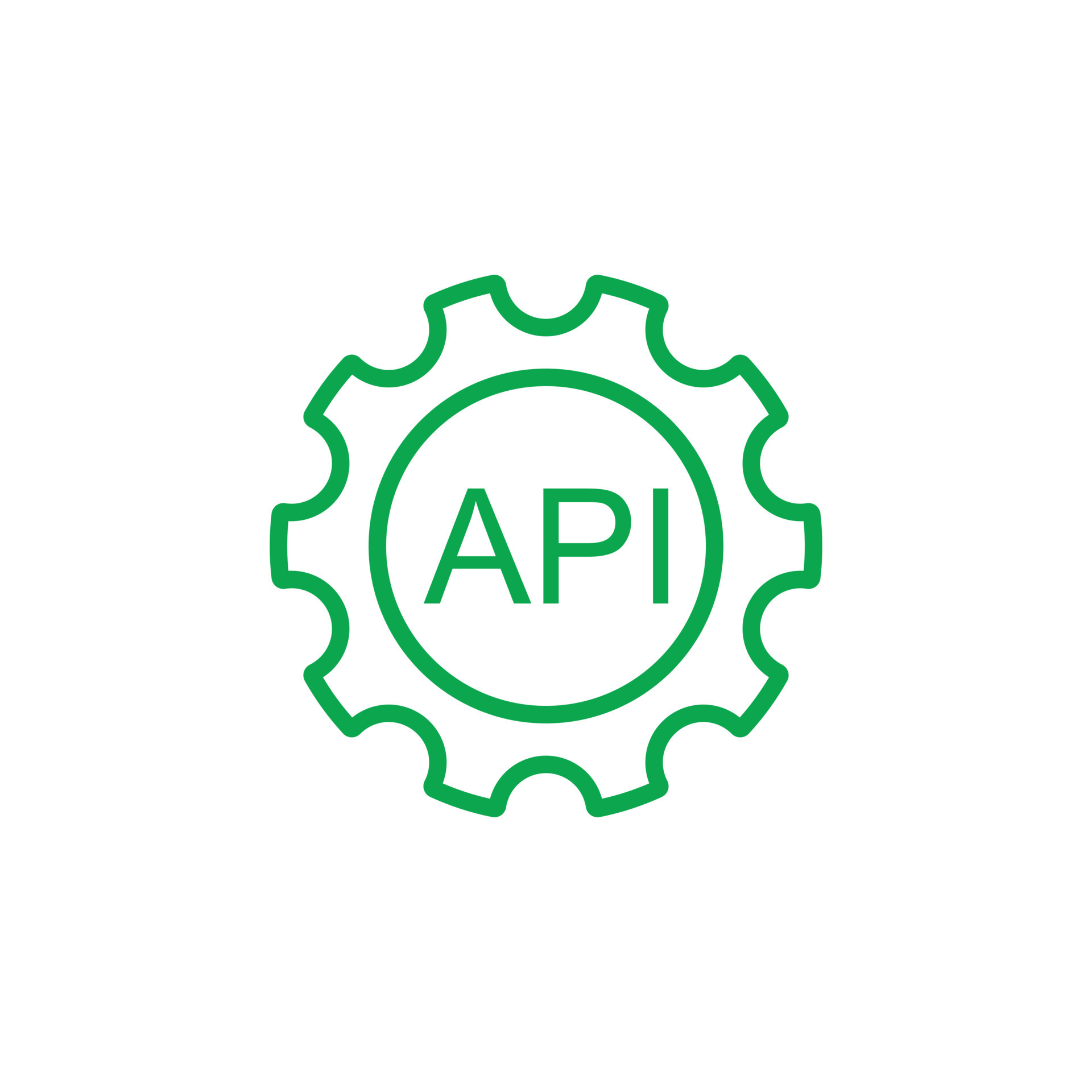 eps10 green vector Cogwheel with API line art icon isolated on white ...